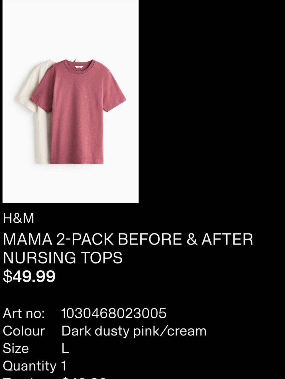 H&M MAMA 2-PACK BEFORE & AFTER NURSING TOPS